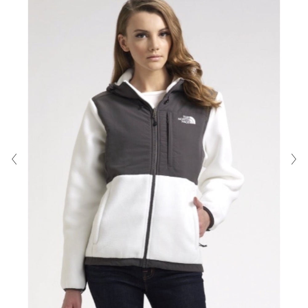 North Face Women's Denali Fleece Jacket White and Grey